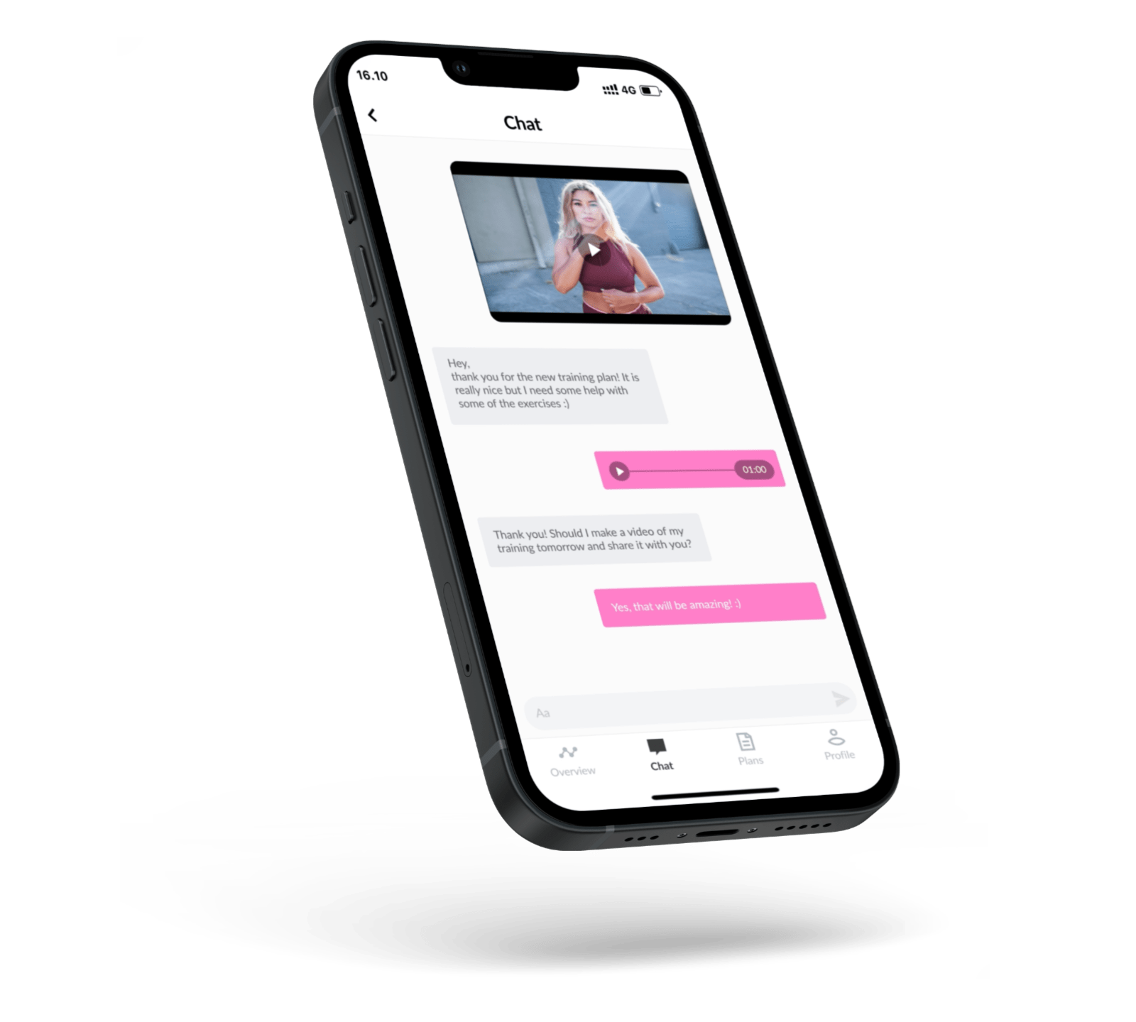 Iphone displaying the chat in the app